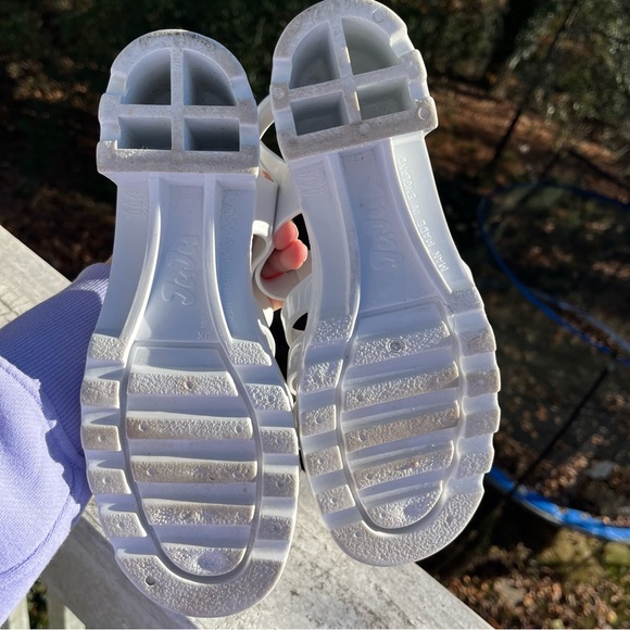 JuJu England Chunky Heel BABE Jelly Sandals White Women - Picture 6 of 9